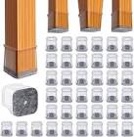 Chair Leg Floor Protectors Square Chair Leg Protectors for Hardwood Floors 40Pcs Silicone Covers to Protect Floors Square (Clear-L Fit 1.1"-1.5")