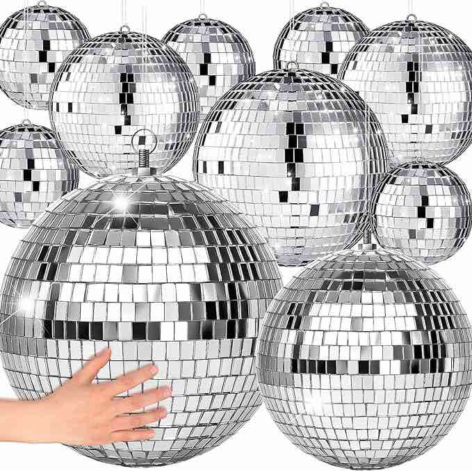 17 Pack Large Disco Ball Hanging Disco Ball Small Disco Ball Mirror Disco Balls Decorations for Party Wedding Dance and Music Festivals Decor Club Stage Props DJ Decoration (12, 8, 6, 4, 3.2 Inch)