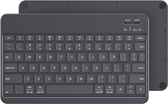 Emetok Portable Bluetooth Keyboard with Larger Keycaps, Upgraded Rechargeable BLE Keyboard for iPad 10.2 inch, Speedier Response/Comfortable Typing/Automatic Identification for Windows, Android