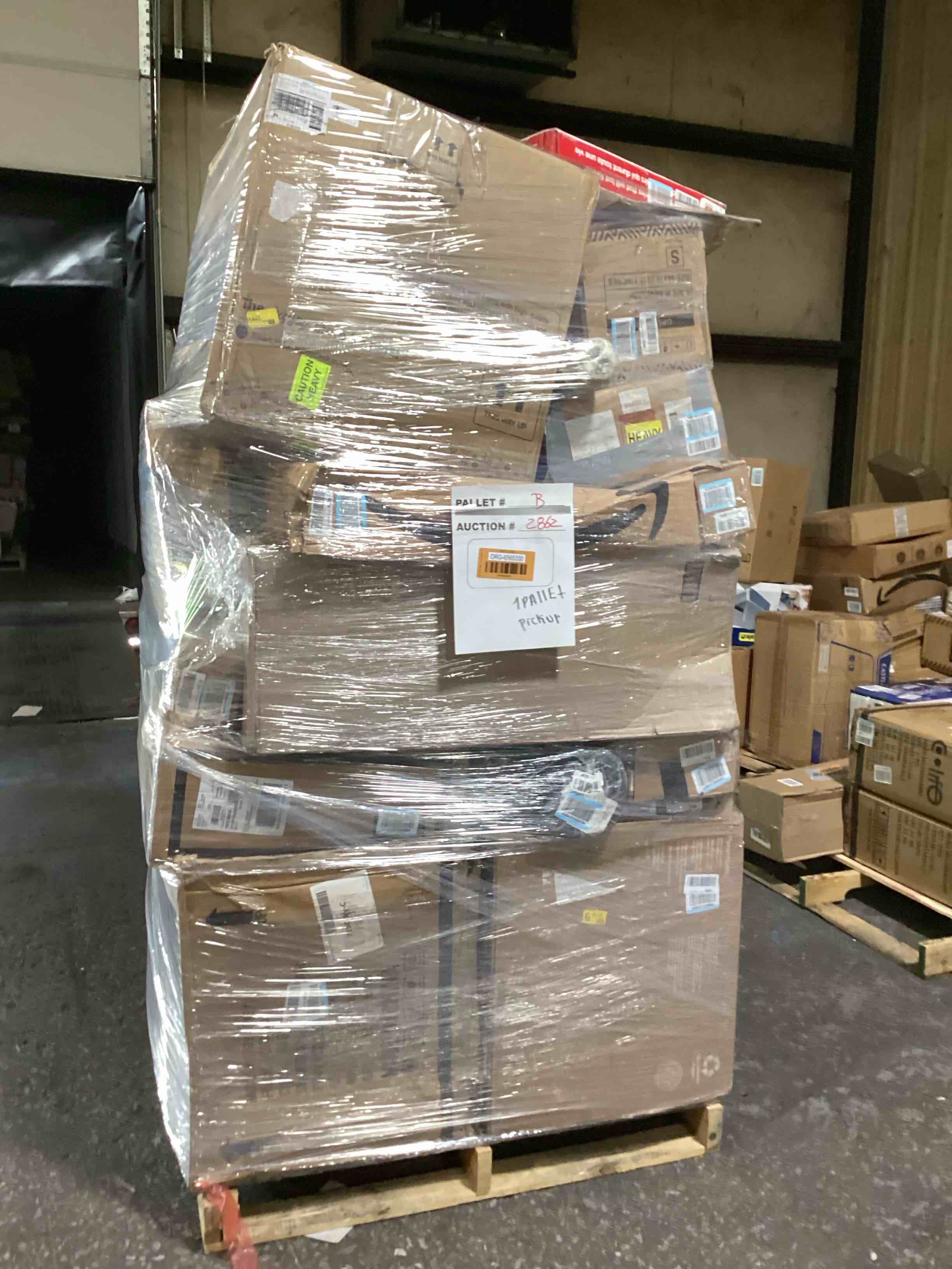 B . skid pallet boxes surprise ( good condition or as is) 30 items or more