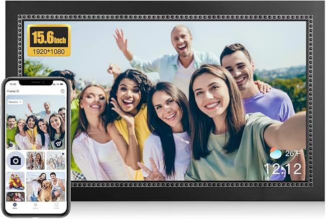 BSIMB 16.7-Inch 32GB Extra Large WiFi Digital Picture Frame IPS Touch Screen Electronic Photo Frame, Remote Control, Auto-Rotate, Wall Mounted, Share Photos&Videos via App&Email, Gift for Grandparents