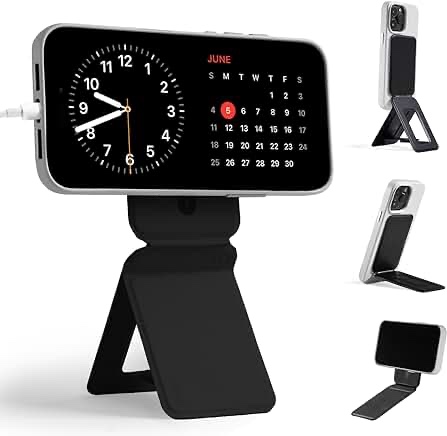 MOFT Phone Tripod Stand Compatible with iPhone 15/14/13/12 Series, Angle Adjustment & Strong Magnets & MagSafe Compatible MOVAS Invisible Selfie Stick Tripod, Jet Black