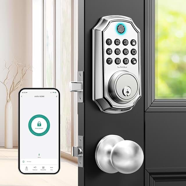 WiFi Smart Door Lock,Hornbill Keyless Entry Keypad Deadbolt with Gateway Remote Control Digital Front Door Lock Bluetooth Electronic Auto Lock Touchscreen Work with Alexa Code for Home Office Airbnb