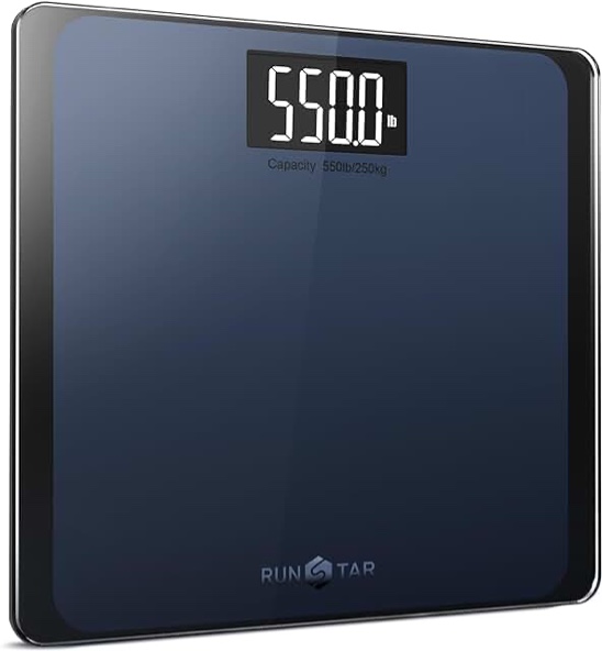 RunSTAR 550lb Bathroom Digital Scale for Body Weight with Ultra-Wide Platform and Large LCD Display, Accurate High Precision Scale with Extra-High Capacity, FSA HSA Eligible