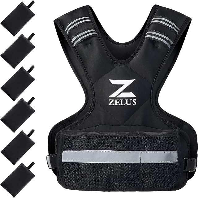 ZELUS Weighted Vest for Men and Women | 4-10lb/11-20lb/20-32lb Vest with 6 Ironsand Weights for Home Workouts | Adjustable Body Weight Vest Exercise Set for Cardio and Strength Training