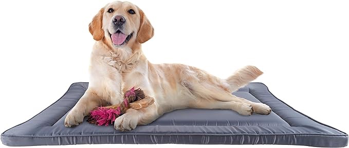 Waterproof Dog Bed - 38.75x25 Large Dog Bed with Raised Edge - Easy-to-Clean Multi-Purpose Crate Mat for Home and Car Travel by PETMAKER (Gray)