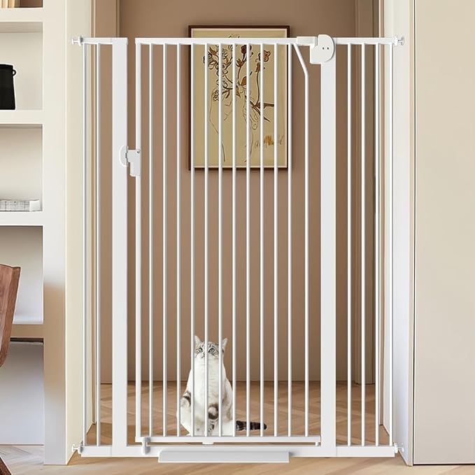 59" Extra Tall Cat Gate for Doorway, 40.5-43.3" Wide Pressure Mounted High Pet Dog Gate, Auto Close Safety Gate for Indoor Stairs,Doorways, Kitchen
