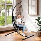 Homgava Hammock Chair Stands Hanging Hammock Stands,C Stand for Swing Chair Heavy Duty Steel Egg Chair Stand Only,Maximum Weight 330lbs Capacity Indoor/Outdoor Upgrade Model?Black New? 2023Black