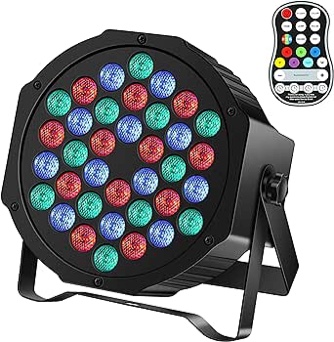 U`King Stage Lights 1 Packs 36LED RGB LED Par Lights, 7 Channel DJ Party Lights with Remote Control & DMX Controller Sound Activated Uplights for Events Birthday Bar Dance Decoration