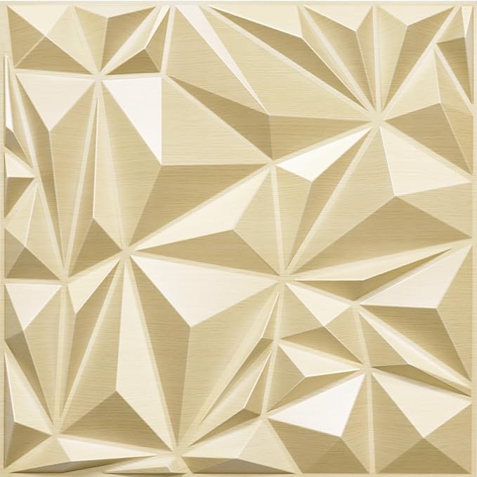STICKGOO Diamond Wall Panels for Interior Wall Decor, Brushed Gold 3D ...