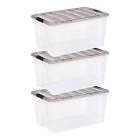 (incomplete) (Damaged) IRIS USA 72 Qt. Plastic Storage Container Bin with Secure Lid and Latching Buckles, 4 pack - Crystal Clear, Durable Stackable Nestable Organizing Tote Tub Box Sports General Organization Garage Large