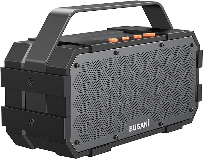 BUGANI Bluetooth Speakers, 40W Loud Portable Wireless Bluetooth Speaker, 24H Playtime Outdoor Speaker, Stereo Sound Rich Bass, TWS Pairing, Built-in Mic Supports TF Card, AUX for Party Outdoor Camping