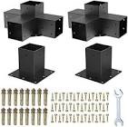 Pergola Bracket 4x4 4Ways Heavy Duty Woodworks Pergola kit Modular Modern DIY Elevated Wood Stand kit Includes 2 Bracket Shoulders 2 Bootsâ€¦