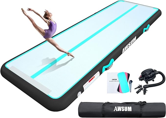 AWSUM Inflatable Air Gymnastics Mat Training mat 4/8 inches Thick tumbling mat with Electric Pump for Home/Gym/Outdoor