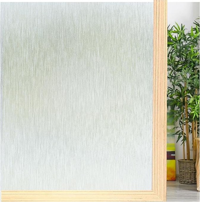 Viseeko Window Privacy Film No Glue Frosted Glass Window Film for Home Office Static Anti-UV Privacy Window Film Decorative Window Covering for Bathroom (Silver Silk, 35.4x78.7)
