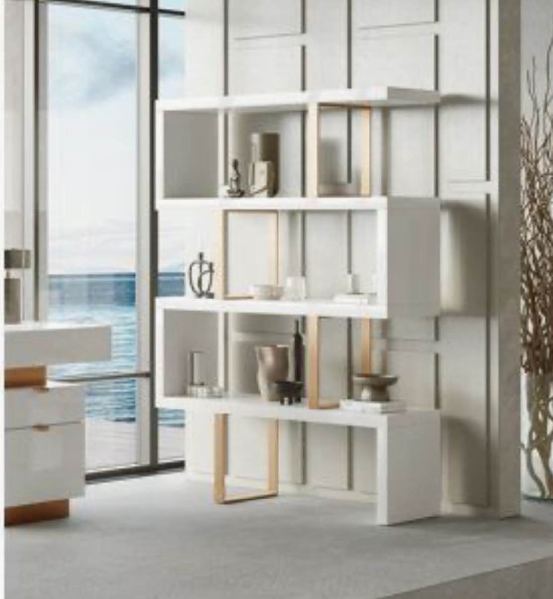 Maze 67" H x 51" W Stainless Steel Geometric Bookcase
