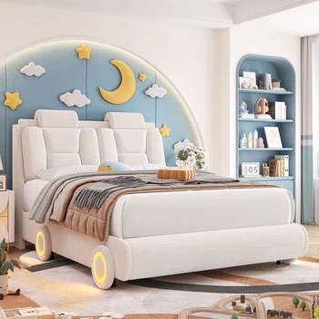 Upholstered Kid Bed with LED Light (size unknown)