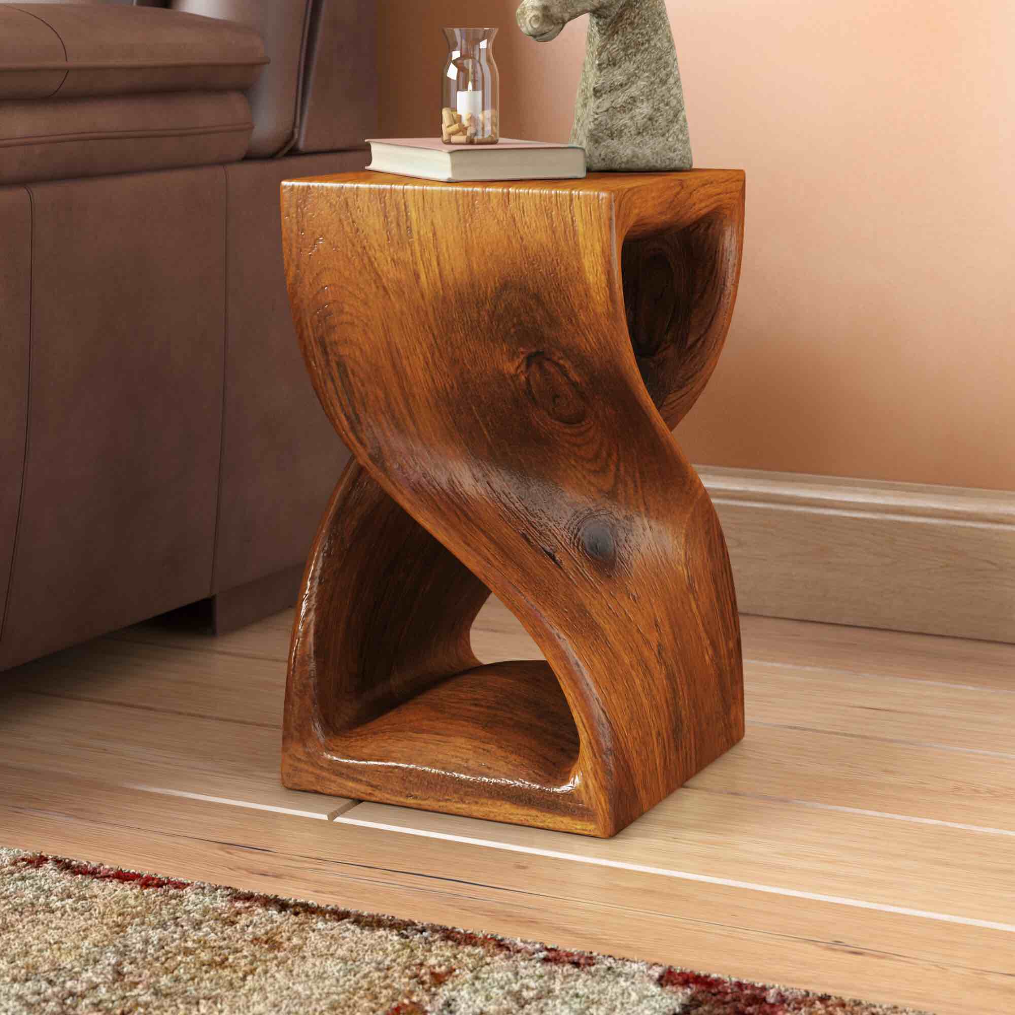 Ahliya 20'' Tall Solid Wood Block End Table Set