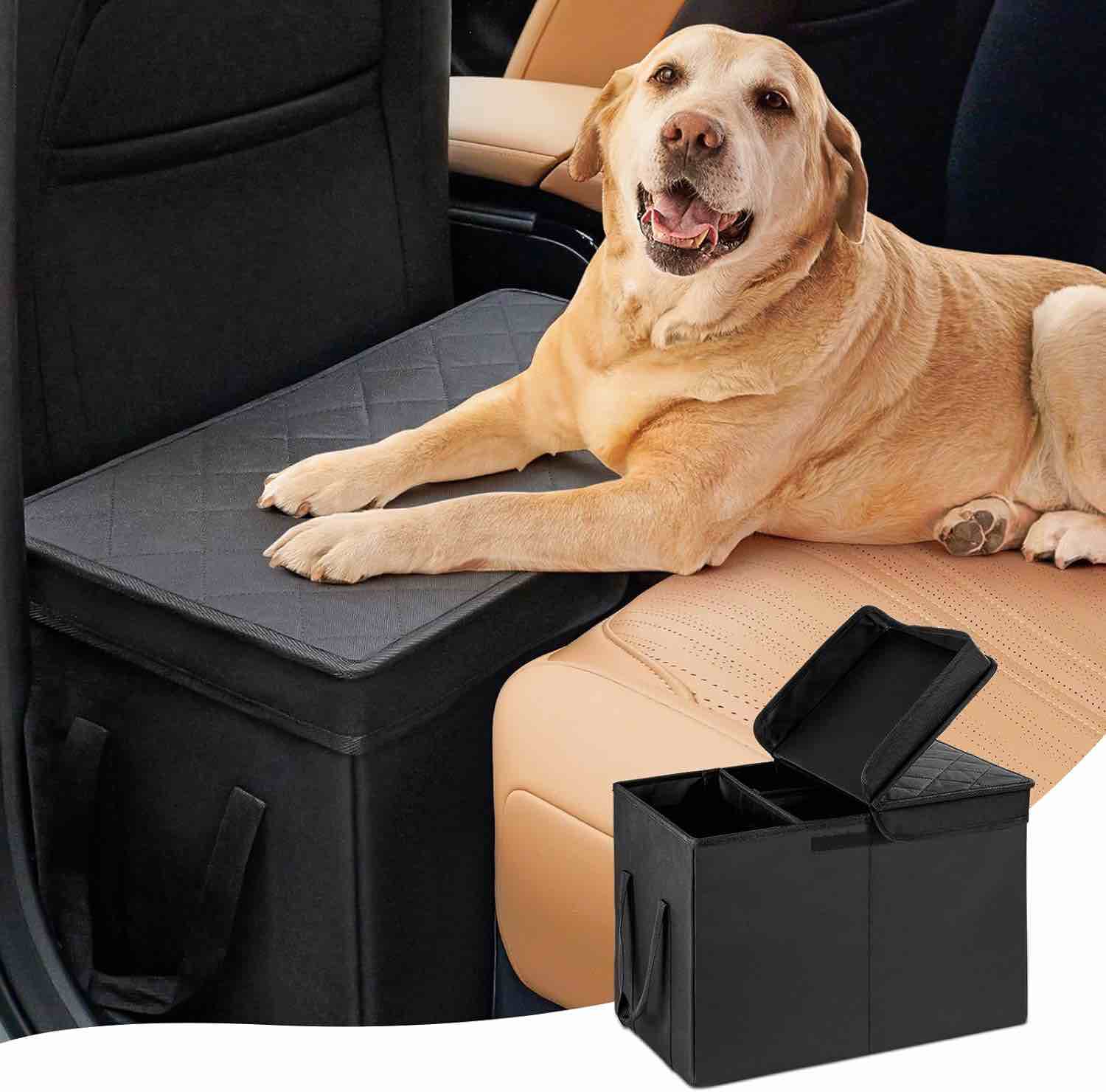 Car Seat Extender with Storage up to 120lbs, Suitable for Dogs, Car Seat Gap Filler, Dog Car Seat for Large Dog