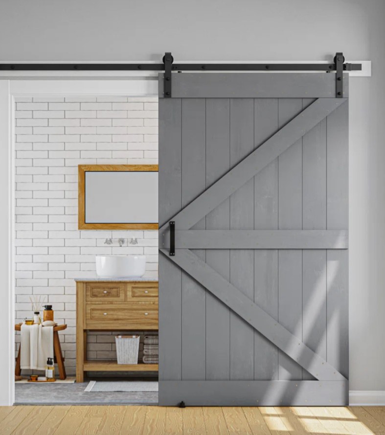Solid Wood Paneled Barn Door with Installation Hardware Kit