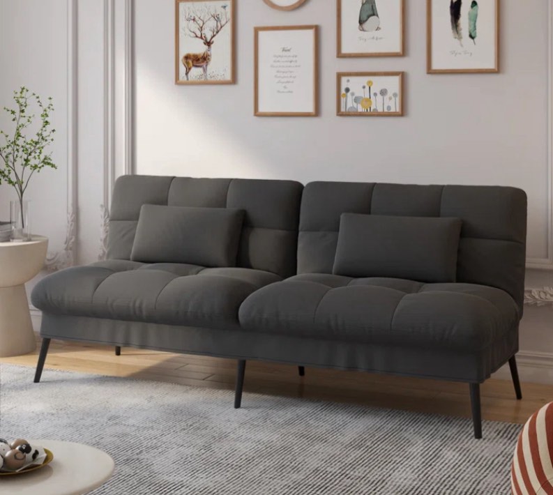 Leilane Convertible Futon Sofa Bed, 68?Fabric Futon Couch with