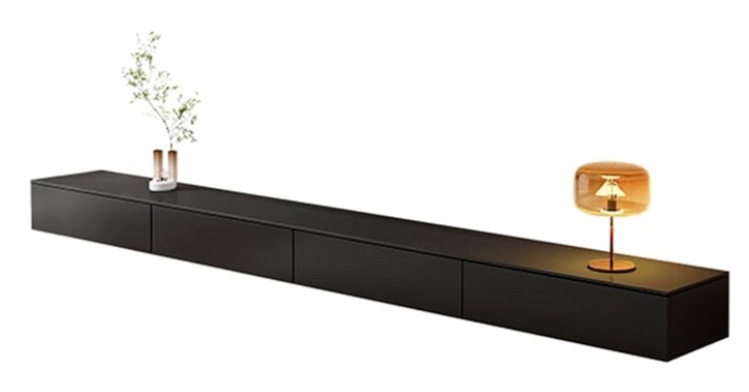  Black Solid Wood TV Cabinet, Floor-Standing/Wall-Mounted TV Storage Cabinet with Drawers, Doors and Hollow Back, Modern Home Entertainment Center, Media Console Table, Tv Stand (Color : Black, Size(similar to stock photo)