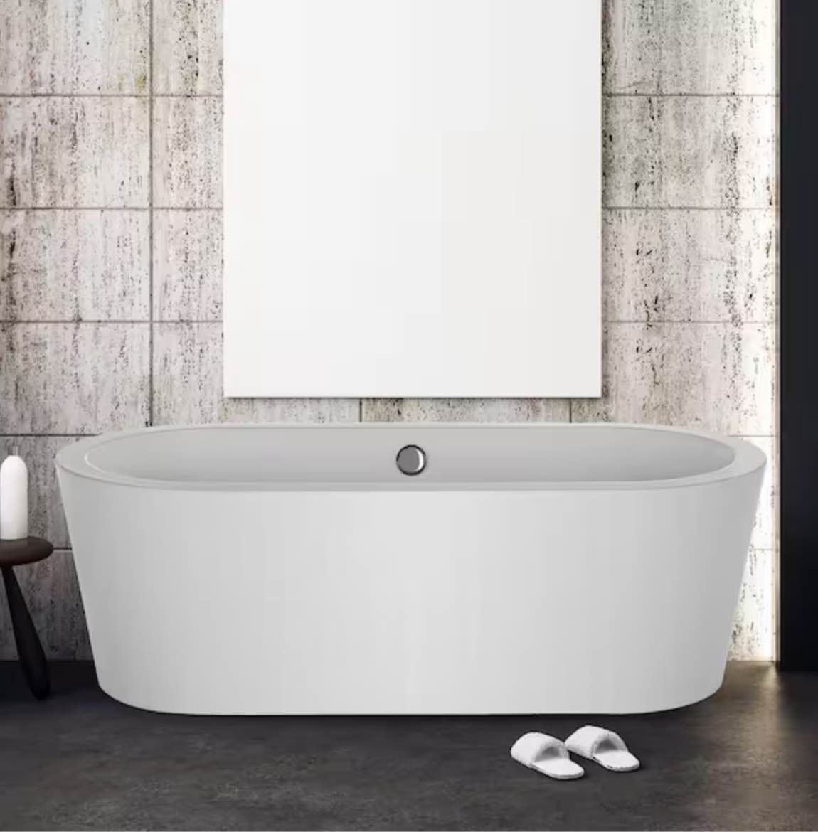 59 in. Acrylic Freestanding Bathtub Flatbottom Deep Soaking Tub in White(similar to stock photo)