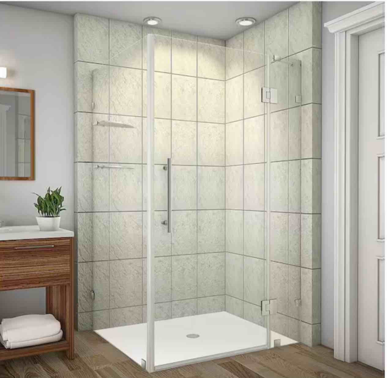 Avalux GS 40 in. x 30 in. x 72 in. Completely Frameless Shower Enclosure with Glass Shelves in Chrome(incomplete 1 door only ) 