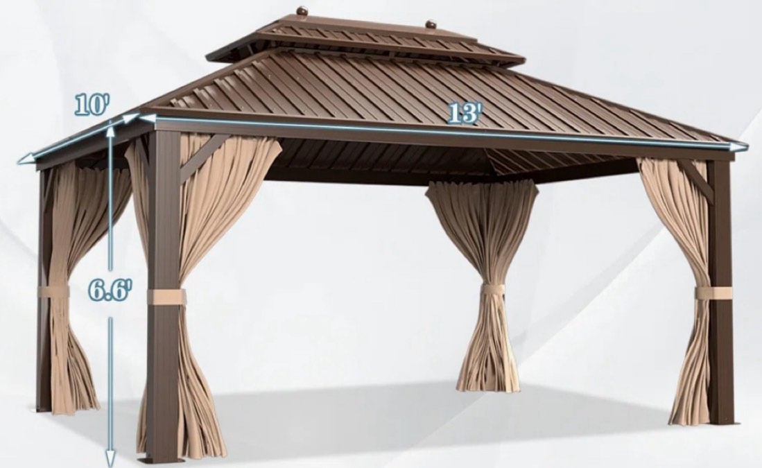 Erommy 13 Ft. W x 10 Ft. D Aluminum Paito Gazebo(incomplete, 1 box only ) 