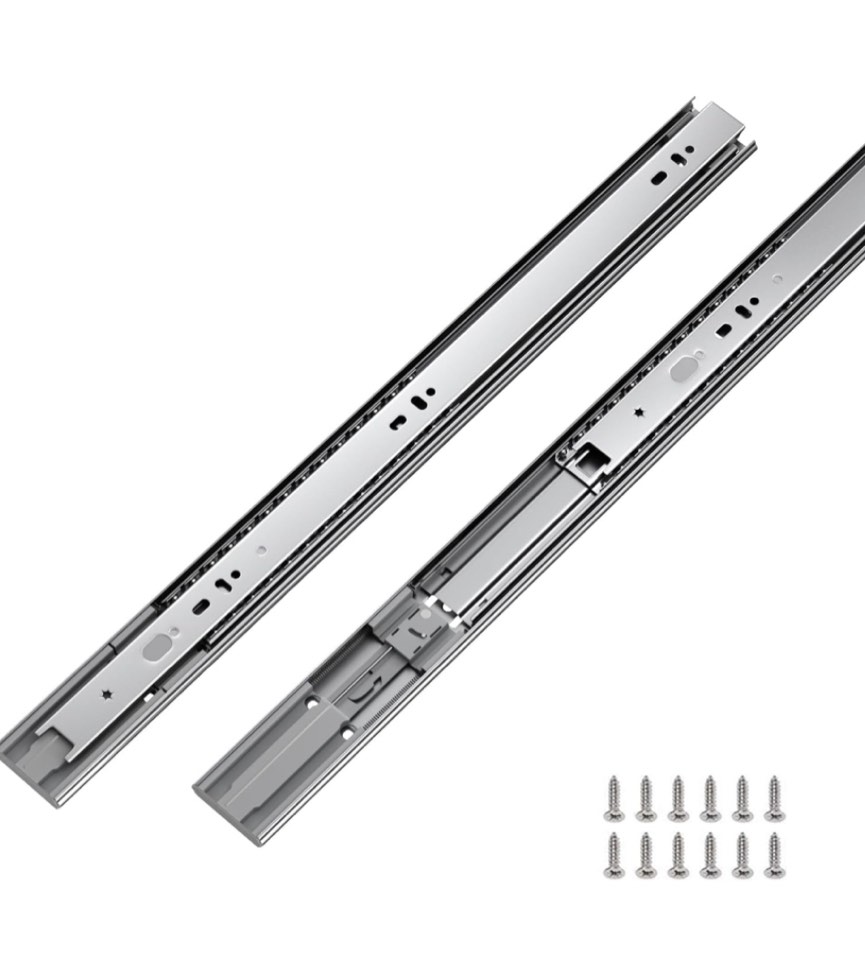 1 Pair Heavy Duty Drawer Slides 22 inch Soft Close Ball Bearing Drawer Slides - LONTAN 4502S3-22 Drawer Rails Heavy Duty 100 LB Capacity Full Extension Drawer Slides