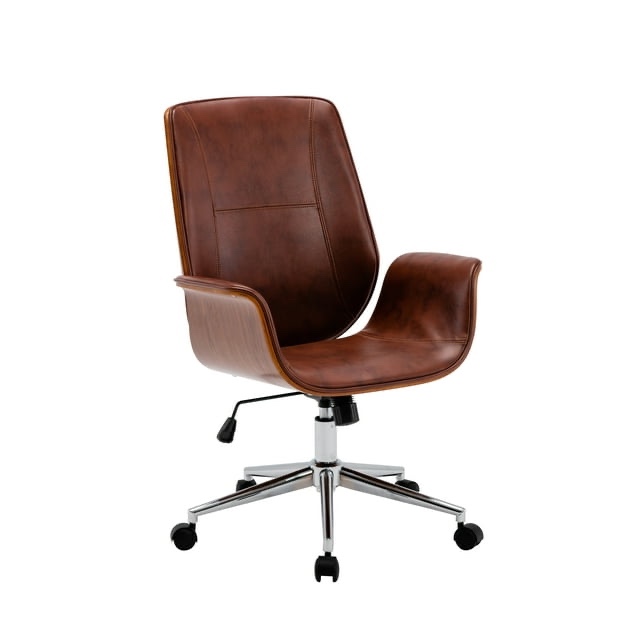Porthos Home Nole Office Chair, PU Leather, Height Adjustable Seat brown