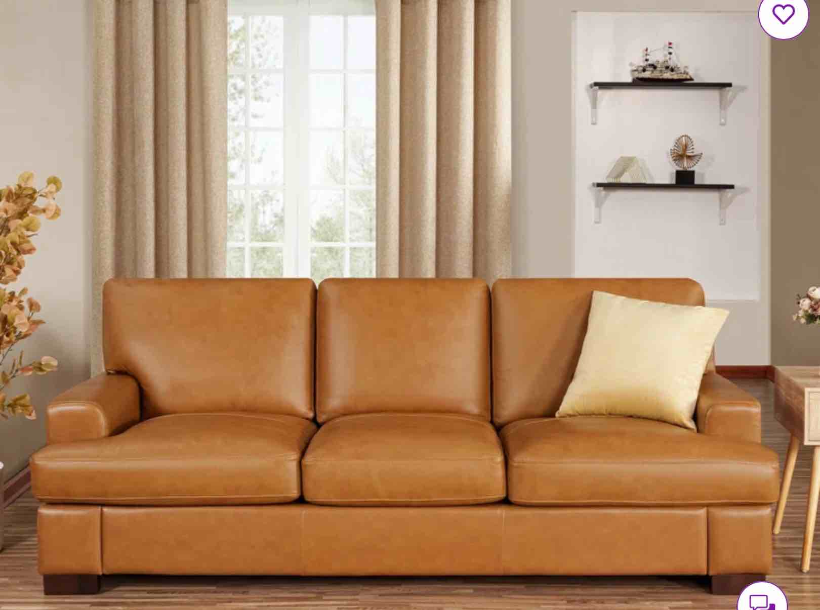 clim 85” leather sofa (incomplete)