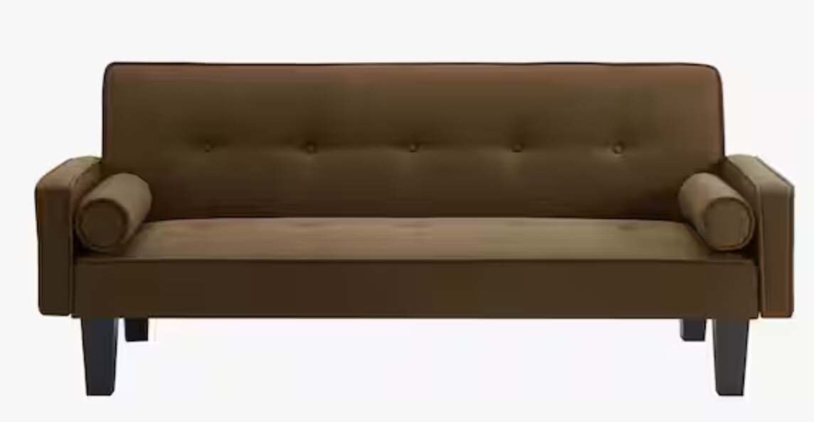 72 in. Square Arm Linen Straight Sofa in Brown