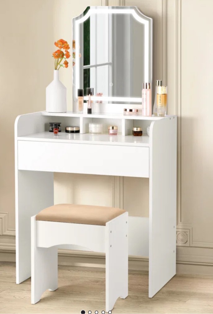 parsonage vanity set with stool and mirror (incomplete box 1/2)