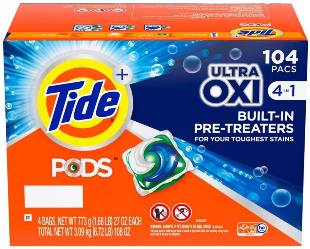 Tide PODS Ultra Oxi Liquid Detergent Pacs (104 loads)