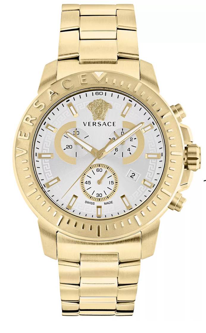 Swiss Chronograph Greca Gold Ion Plated Bracelet Watch