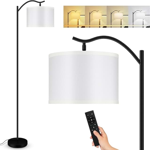 Karjoefar Floor Lamp for Living Room, Modern Floor Lamp with Remote Control, Stepless Dimmable 12W Bulb Included, Standing Lamp Tall Lamps for Living Room Bedroom