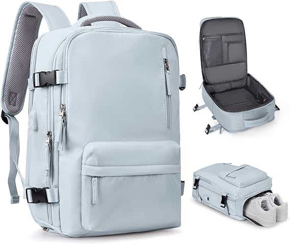 coowoz Large Travel Backpack For Women Men,Carry On Backpack,Hiking Backpack Waterproof Outdoor Sports Rucksack Casual Daypack travel essentials?Gray Blue? Large Grey Blue