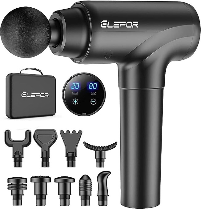 OLsky Massage Gun Deep Tissue, Handheld Electric Muscle Massager, High Intensity Percussion Massage Device for Pain Relief with 10 Attachments & 30 Speed(Black)