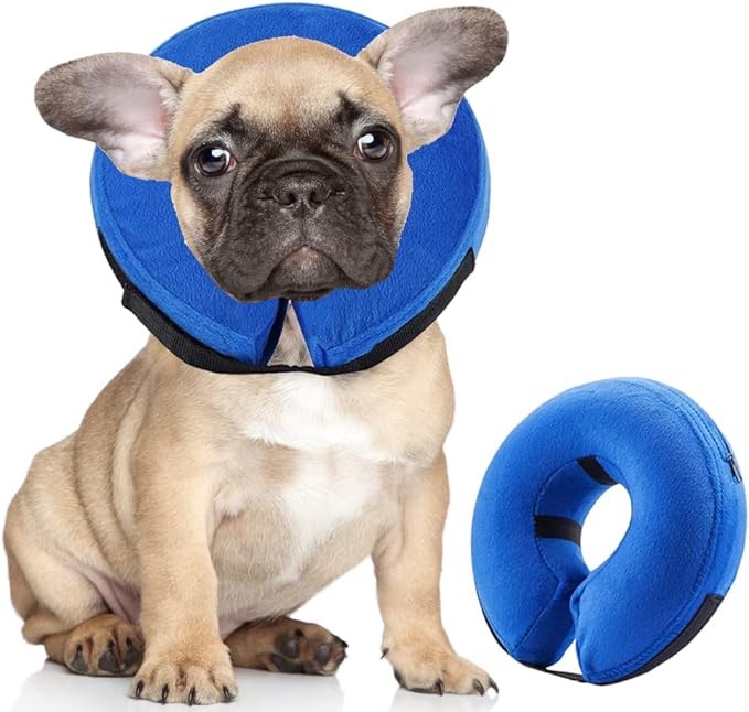 BENCMATE Protective Inflatable Collar for Dogs and Cats - Soft Pet Recovery Collar Does Not Block Vision E-Collar (X-Large, Blue) [Neck:18"-25"] X-Large Blue