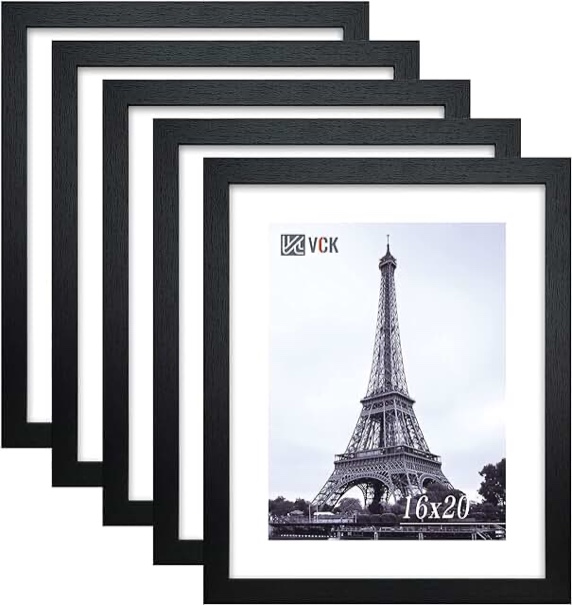 VCK 16x20 Poster Frame in Black with Polished Plexiglass Set of 5 Horizontal and Vertical Formats with Included Hanging Hardware Black 16 x 20