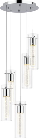 Tawson Alice 5-Light Chandelier Pendant Ceiling Light, Integrated Led and Bubble Glass, for Kitchen Island, Hallway, Entryway, Passway, Dining Room, Bedroom, Balcony Living Room Chandelier 5-Light