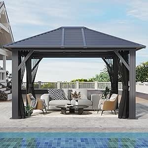 Patio Hardtop Gazebo - Outdoor Metal Hard Top *incomplete* *similar to stock photo*