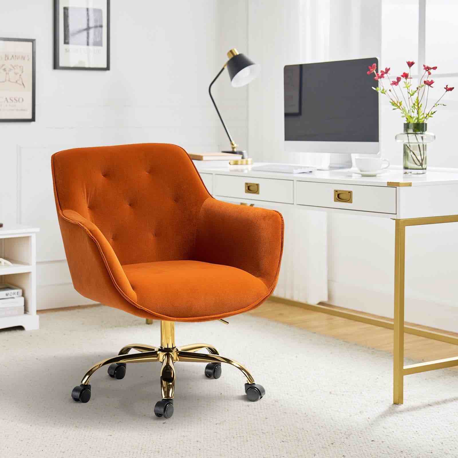 Tufted Office Chair Upholstered Swivel Modern Adjustable Armchair *similar to stock photo*