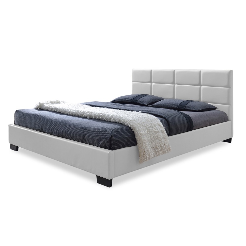 Baxton Studio Vivaldi Modern & Contemporary Faux Leather Padded Platform Base Bed Frame White - Queen Size *incomplete, box 1/3 only* 