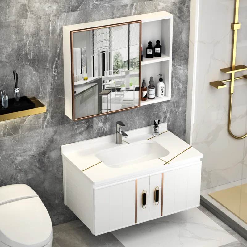 Argle Aluminum 31" W x 19" D x 18" H Wall-Mounted Single Bathroom Vanity (incomplete cabinet only)
