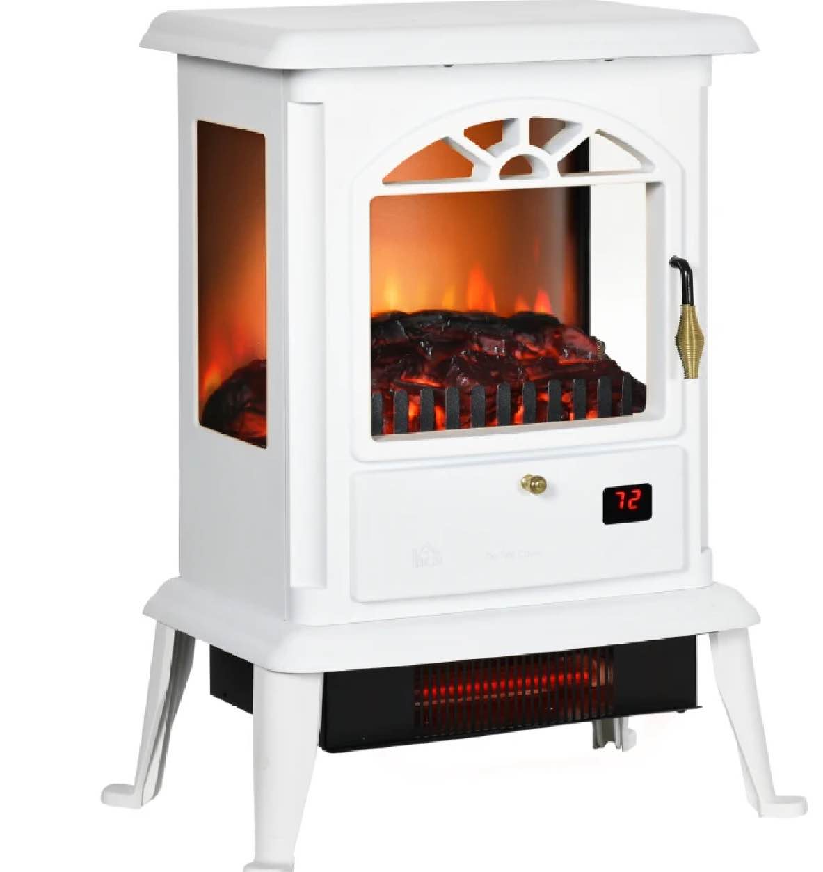 HOMCOM 23" Electric Infrared Fireplace Stove, Freestanding Fire Place Heater with Realistic Log Flame, Adjustable Temperature, Timer, 1000W/1500W, White