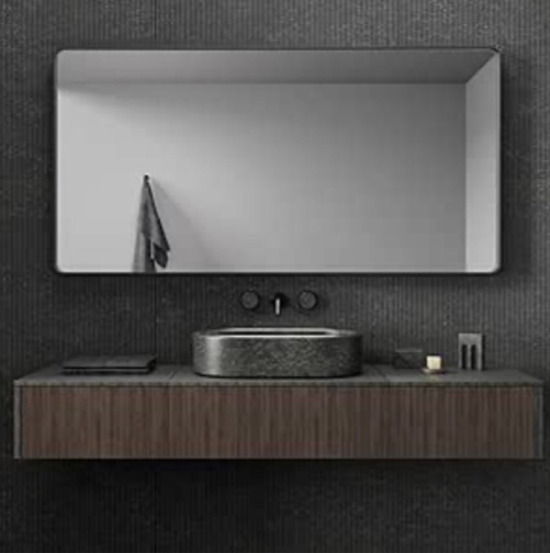 60x30 Inch Black Bathroom Mirror Wall Mounted, Rounded Rectangle Matte Black Framed Mirror, Black Bathroom Vanity Mirror, Tempered Glass, Anti-Rust, Horizontal/Vertical