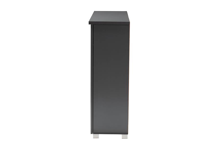 Baxton Studio Adalwin Modern Dark Gray 3-Door Wooden Entryway Shoe Storage Cabinet - SC863533M-Dark Grey-Shoe Cabinet