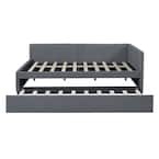 Gray Full Size Linen Upholstered Wood Daybed with Trundle( incomplete)